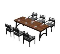 KIBONCY PU Leather Restaurant Table Set, Square with Metal Frame, Comfortable Padded Chairs for Cafe, Bistro, and Commercial Use(J)
