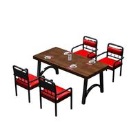 KIBONCY PU Leather Restaurant Table Set, Square with Metal Frame, Comfortable Padded Chairs for Cafe, Bistro, and Commercial Use(E)