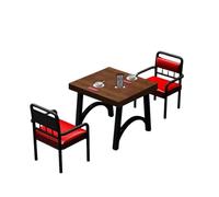 KIBONCY PU Leather Restaurant Table Set, Square with Metal Frame, Comfortable Padded Chairs for Cafe, Bistro, and Commercial Use(A)