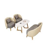 KIBONCY PU Leather Seating Set with Coffee Table, Easy-Clean Upholstered Durable Leisure Furniture, Solid Wood Legs for Home Office(E)