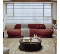 KIBONCY Red Wine-Colored Arc-Shaped Sofa, Sofa for The Reception Area in The Office of The Clothing Store, Hotel Lobby Rest Area(B,3.2m)