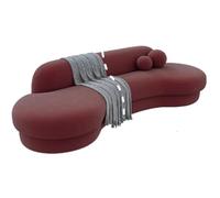 KIBONCY Red Wine-Colored Arc-Shaped Sofa, Sofa for The Reception Area in The Office of The Clothing Store, Hotel Lobby Rest Area(A,3m)