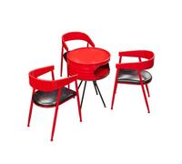 KIBONCY Retro Industrial Bistro Table and Chair Set, Height-Adjustable Round, Metal Frame Chairs for Small Patio Balcony Kitchen Nook(E)