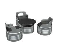 KIBONCY Retro Patio Conversation Set, 3 Chairs + 1 Table Industrial Furniture with Waterproof PU Seating,Steel Barrel Construction for Cafe Bar Living Room(A)