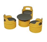 KIBONCY Retro Patio Conversation Set, 3 Chairs + 1 Table Industrial Furniture with Waterproof PU Seating,Steel Barrel Construction for Cafe Bar Living Room(B)