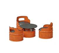 KIBONCY Retro Patio Conversation Set, 3 Chairs + 1 Table Industrial Furniture with Waterproof PU Seating,Steel Barrel Construction for Cafe Bar Living Room(E)