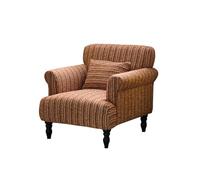 KIBONCY Rustic Striped Accent Chair, Upholstered Armchair with Turned Legs Vintage Fabric, Mid-Century for Living Room(D)