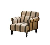 KIBONCY Rustic Striped Accent Chair, Upholstered Armchair with Turned Legs Vintage Fabric, Mid-Century for Living Room(B)