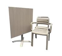 KIBONCY Salon de Jardin extérieur, Table WPC, chaises empilables, Cadre Aluminium, étanche pour Balcon terrasse(80Square 2chairs,Dimensional)