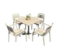 KIBONCY Salon de Jardin extérieur, Table WPC, chaises empilables, Cadre Aluminium, étanche pour Balcon terrasse(80Square 4chairs,Fold)