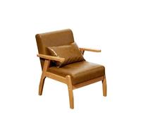 KIBONCY Scandinavian Single Accent Chair Solid Wood Frame & Leather Upholstery, Ergonomic Lounge for Living Room Bedroom Study(3)