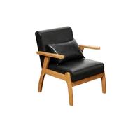 KIBONCY Scandinavian Single Accent Chair Solid Wood Frame & Leather Upholstery, Ergonomic Lounge for Living Room Bedroom Study(5)