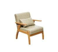 KIBONCY Scandinavian Single Accent Chair Solid Wood Frame & Leather Upholstery, Ergonomic Lounge for Living Room Bedroom Study(1)
