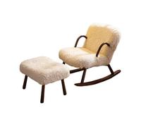 KIBONCY Scandinavian Style Rocking Chair Set with Footstool, Mid-Century Modern Upholstered Rocker for Bedroom Living Room(B)