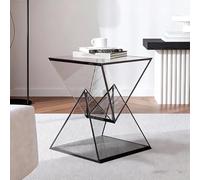 KIBONCY Smoky Gray Acrylic Side Table, Minimalist Creative Storage End Table for Sofa/Bedroom, Modern Simple Acrylic Nightstand(Smoke Gray)