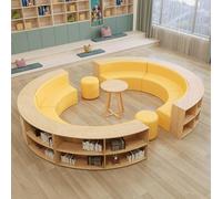 KIBONCY Sofa and Coffee Table Set with Bookcase,Multifunctional Stool Combination,Waterproof Leather Fabric,for Living Room, Lounge & Reception Areas(5)