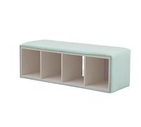 KIBONCY Soft Leather Padded Top Open Grid Bench, Multi Cubby Hidden & Storage Shoe Stool for Living Room Playroom Mudroom Family Use(B,100x40x40cm)