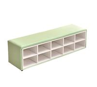 KIBONCY Soft Leather Padded Top Open Grid Bench, Multi Cubby Hidden & Storage Shoe Stool for Living Room Playroom Mudroom Family Use(A,220x40x40cm)