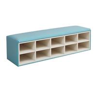 KIBONCY Soft Leather Padded Top Open Grid Bench, Multi Cubby Hidden & Storage Shoe Stool for Living Room Playroom Mudroom Family Use(C,180x40x40cm)