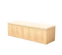 KIBONCY Soft Upholstered Top Entryway Shoe Organizer Bench, Sturdy Wood Closed Cabinet Seat for Shoes Sundries Custom Length Hall Storage(B,1.2m)