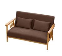 KIBONCY Solid Wood Frame Loveseat Mid-Century Modern 2-Seater Sofa, Fabric Upholstered with Wooden for Living Room(D,185cm)