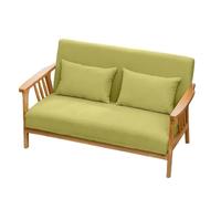 KIBONCY Solid Wood Frame Loveseat Mid-Century Modern 2-Seater Sofa, Fabric Upholstered with Wooden for Living Room(A,138cm)