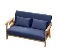 KIBONCY Solid Wood Frame Loveseat Mid-Century Modern 2-Seater Sofa, Fabric Upholstered with Wooden for Living Room(E,160cm)