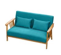 KIBONCY Solid Wood Frame Loveseat Mid-Century Modern 2-Seater Sofa, Fabric Upholstered with Wooden for Living Room(B,73cm)