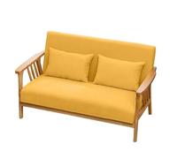 KIBONCY Solid Wood Frame Loveseat Mid-Century Modern 2-Seater Sofa, Fabric Upholstered with Wooden for Living Room(C,160cm)