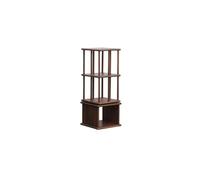 KIBONCY Solid Wood Rotating Bookcase, Traditional Chinese Inspired Storage Cabinet 360° Shelf, Multi-Purpose Organizer for Kitchen & Study(A)