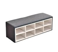 KIBONCY Space Saving Cubby Shoe Changing Bench, Multi-Grid Divided Storage Organizer with Soft Padded Seat for Small Hall Bedroom Play Area(B,120x40x40cm)