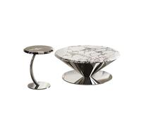 KIBONCY Table Basse en marbre en Acier Inoxydable, Table Centrale moderniste for Appartement Contemporain, Salle d'exposition de Designer Penthouse(G)