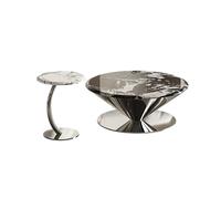 KIBONCY Table Basse en marbre en Acier Inoxydable, Table Centrale moderniste for Appartement Contemporain, Salle d'exposition de Designer Penthouse(J)