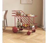 KIBONCY Table d'appoint de Centre de Divertissement Mobile, Chariot de Style café Industriel avec Rangement, Station de collation et de Boissons Convertible for canapé ou côté Bureau(Red,60cm)