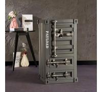 KIBONCY Table d'appoint de conteneur en métal Industriel-Table de Chevet créative Armoire de conteneur d'expédition en Fer for Bar/Chambre/Garage(P)