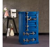KIBONCY Table d'appoint de conteneur en métal Industriel-Table de Chevet créative Armoire de conteneur d'expédition en Fer for Bar/Chambre/Garage(O)
