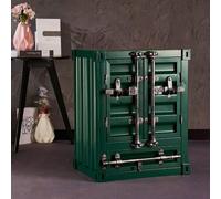KIBONCY Table d'appoint de conteneur en métal Industriel-Table de Chevet créative Armoire de conteneur d'expédition en Fer for Bar/Chambre/Garage(X)