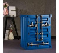 KIBONCY Table d'appoint de conteneur en métal Industriel-Table de Chevet créative Armoire de conteneur d'expédition en Fer for Bar/Chambre/Garage(W)