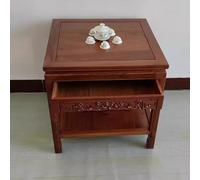 KIBONCY Table d'appoint en Bois Massif avec étagère de Rangement et tiroir, Table d'appoint de canapé rectangulaire Vintage, Table de téléphone for Salon(Rosewood,70 * 70 * 80cm)