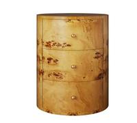 KIBONCY Table de Chevet incurvée Moderne du Milieu du siècle, Table de Chevet en placage de Bois de ronce Naturelle avec tiroir Simple, Table d'appoint de Luxe Minimaliste