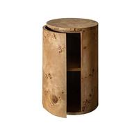 KIBONCY Table de Chevet Moderne du Milieu du siècle, Table de Chevet en placage de ronce de Noyer Naturel avec tiroirs de Rangement, Table d'appoint incurvée de Luxe Vintage(B)