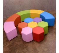 KIBONCY Tabouret Hexagonal coloré - Sièges en Cuir PU à Profil Bas for centres de Formation, activités et Apprentissage à Domicile - Design carré empilable(A)