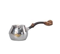 KIBONCY Tasse Équitable En Argent Sterling Pur Martelé Poli Avec Feuille De Ginkgo Dorée Et Poignée En Bois De Racine, Pichet À Thé Élégant For Les Amateurs De Thé Modernes Et Cadeaux(111g)