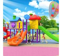 KIBONCY Toboggans en Plastique for Maternelle, Ensembles d'équipements de Jeux extérieurs et intérieurs for communautés résidentielles et Parcs, Comprenant toboggans et balançoires(A11)