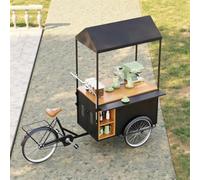 KIBONCY Tricycle Commercial Couvert De Toit avec Comptoir De Service, Chariot À Pédales À Trois Roues for Les Ventes D'aliments De Rue, La Vente Au Détail De Collations(Style8)