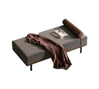 KIBONCY Upholstered Bed Bench with Solid Wood Legs - Minimalist End Seat for Bedroom, Living Room, Hallway Cylindrical Bolster Pillow(A,190x45x42cm)