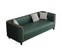 KIBONCY Upholstered Leather Sofa, 3 Seater Compact Couch with Houndstooth Throw Pillows, Wear Resistant Faux for Living Room Bedroom Salon Office