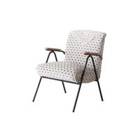 KIBONCY Vintage Corduroy Accent Chair with Metal Frame, Mid-Century Modern Armchair with Lace Back Comfy Reading for Living Room Bedroom(F)