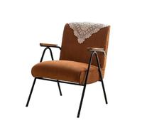 KIBONCY Vintage Corduroy Accent Chair with Metal Frame, Mid-Century Modern Armchair with Lace Back Comfy Reading for Living Room Bedroom(B)