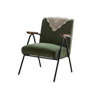 KIBONCY Vintage Corduroy Accent Chair with Metal Frame, Mid-Century Modern Armchair with Lace Back Comfy Reading for Living Room Bedroom(A)